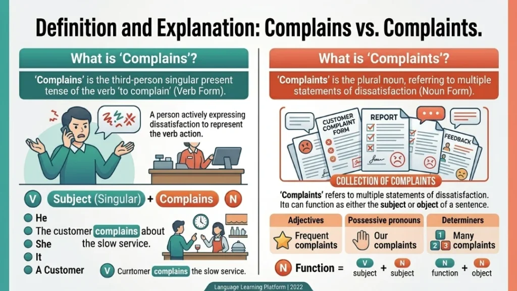 Definition and Explanation: complains vs complaints