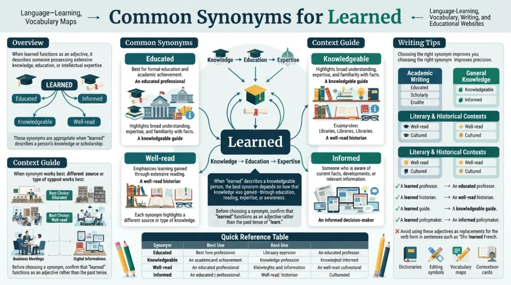 Common Synonyms for learned