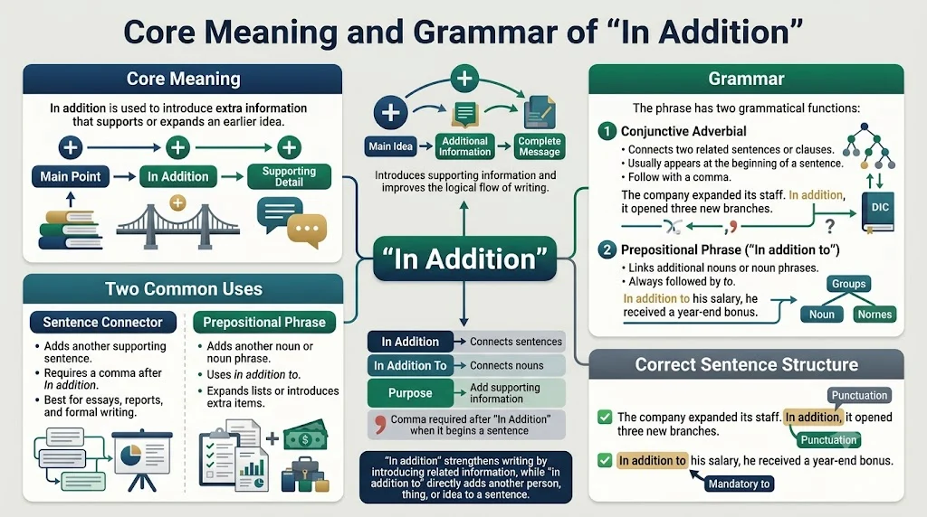 Core Meaning and Grammar of In Addition