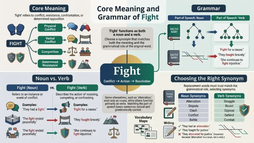Core Meaning and Grammar of Fight