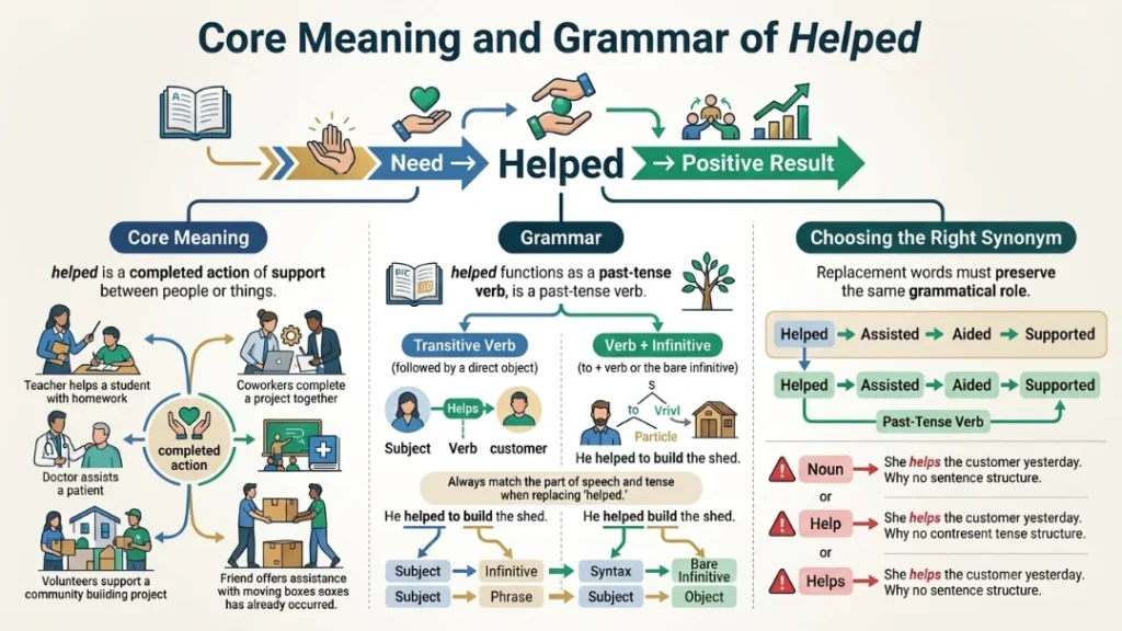 Core Meaning and Grammar of Helped