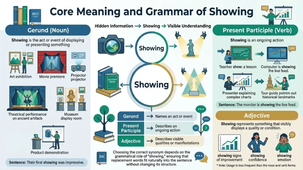 Core Meaning and Grammar of Showing