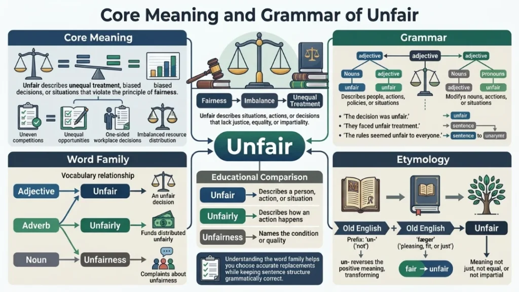 Core Meaning and Grammar of Unfair