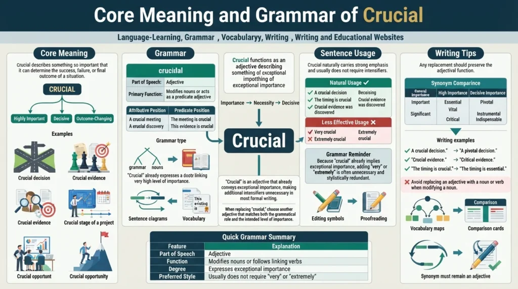 Core Meaning and Grammar of crucial