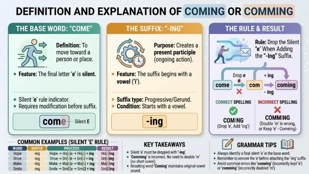 Definition and Explanation of coming or comming