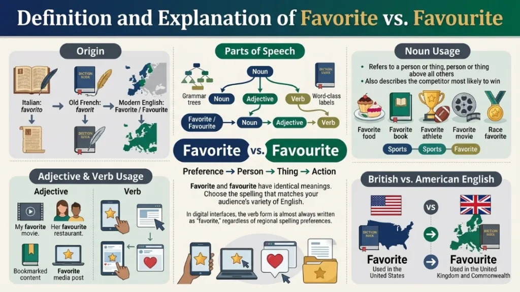 Definition and Explanation of favorite vs favourite