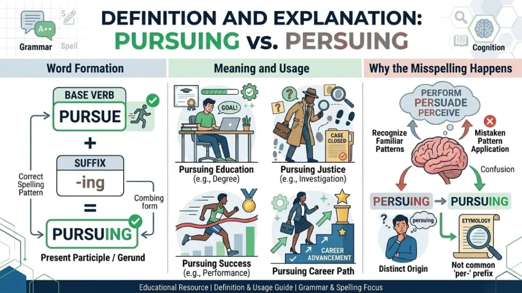 definition and explanation pursuing vs persuing