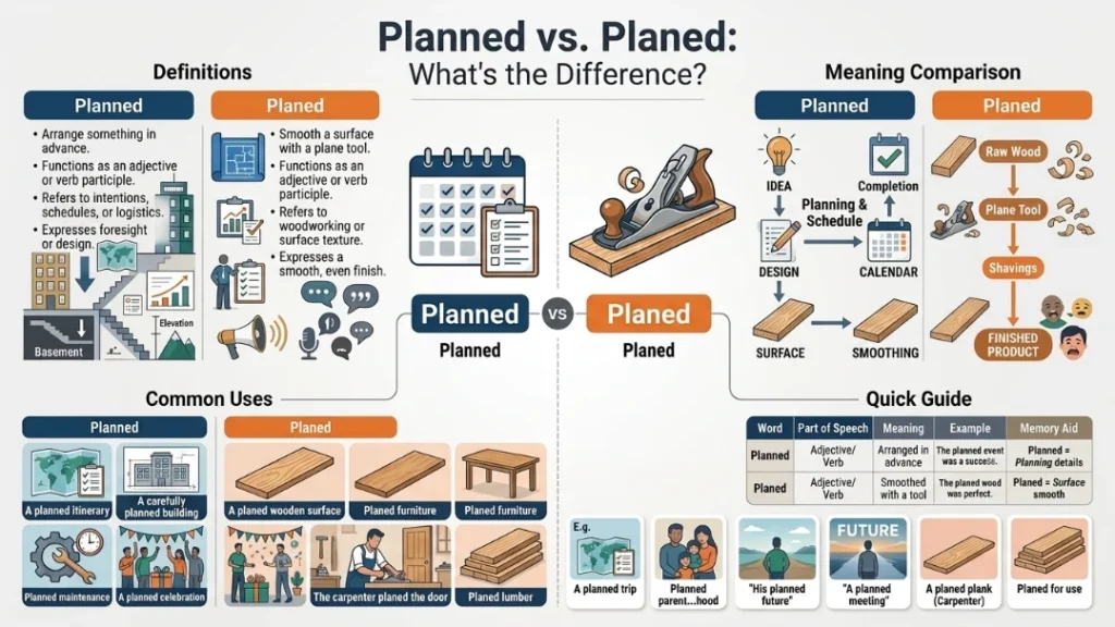 Definition and Explanation of planed vs planned