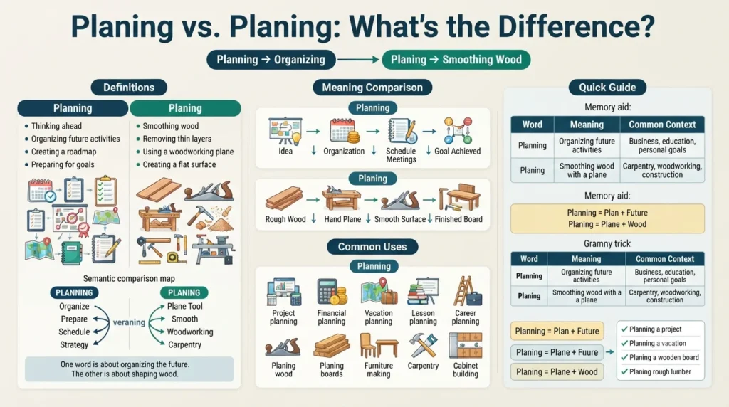 Definition and explanation planning vs planing