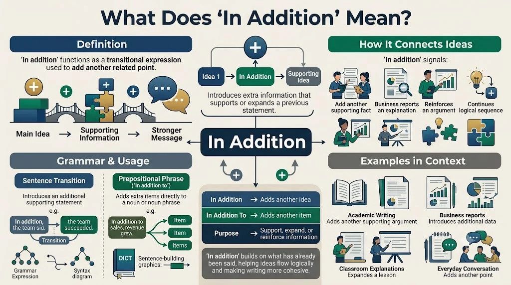 What Does In Addition Mean