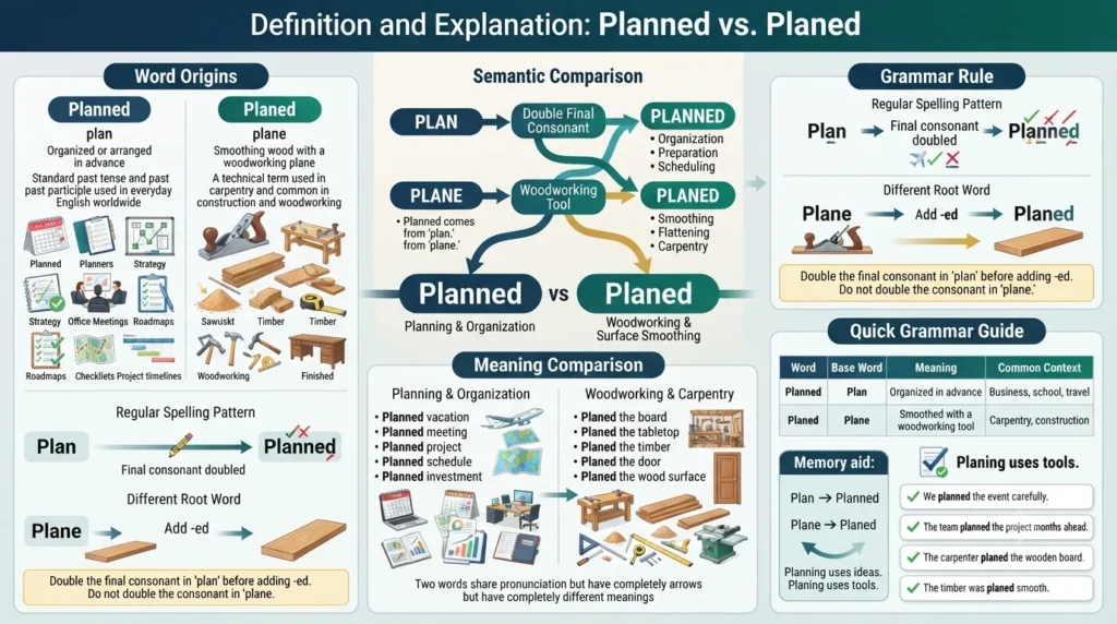 Definition and Explanation of planned vs planed