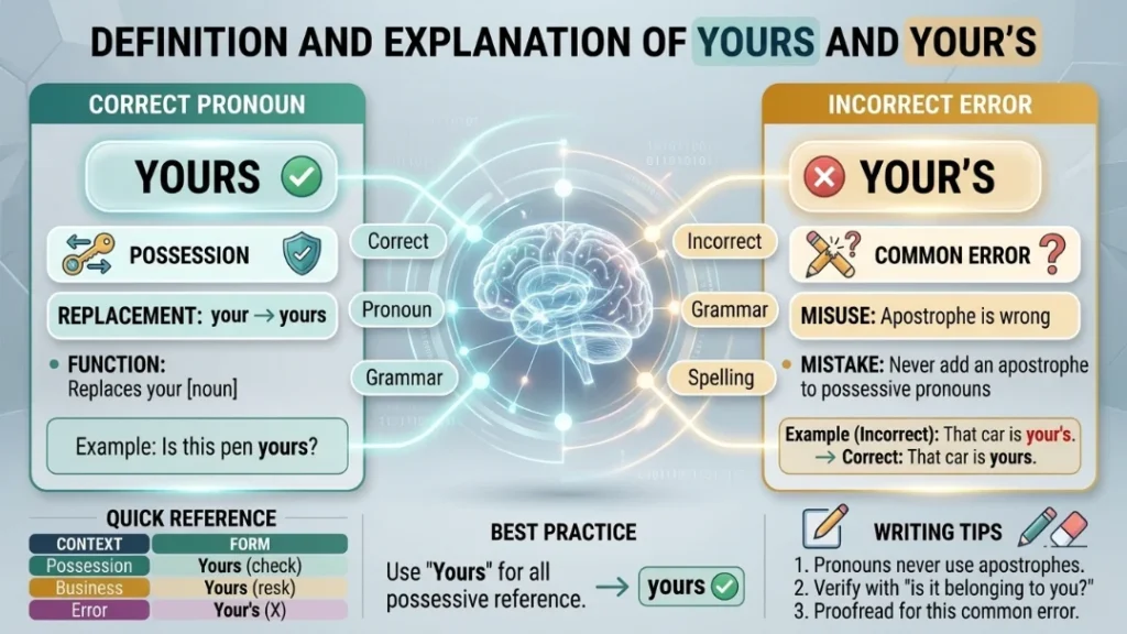 Definition and Explanation of Yours and Your's