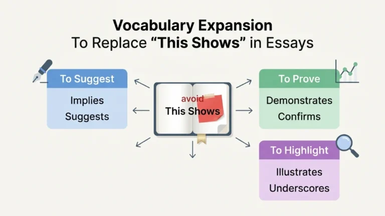 synonyms for this shows in an essay