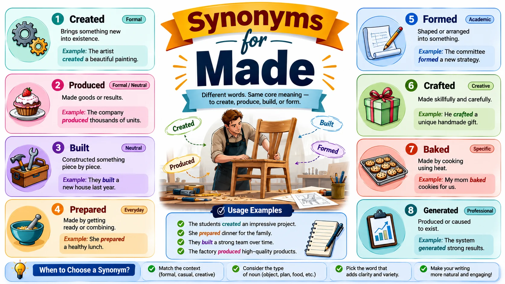 Synonyms for made