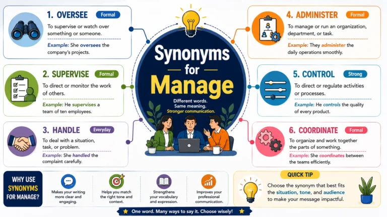 Synonyms for Manage