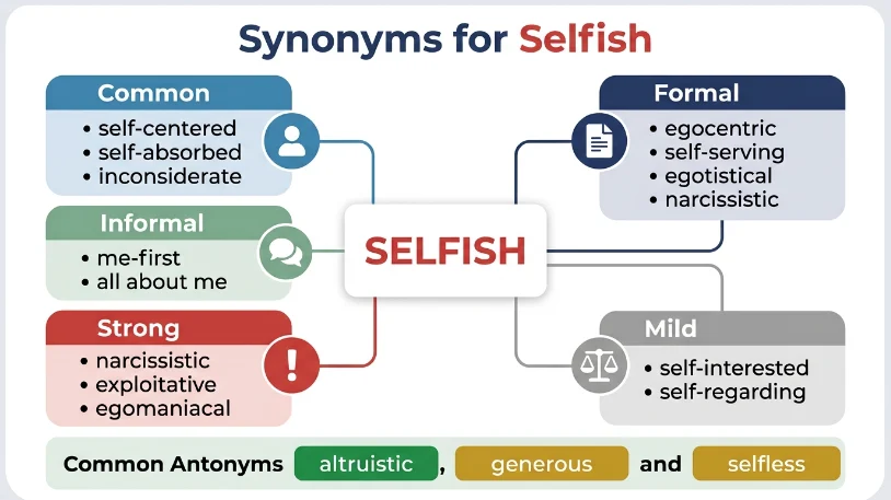 synonyms for selfish