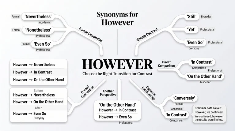 Synonyms for However